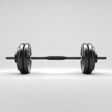 A minimalist 3D render of a simple symmetrical barbell