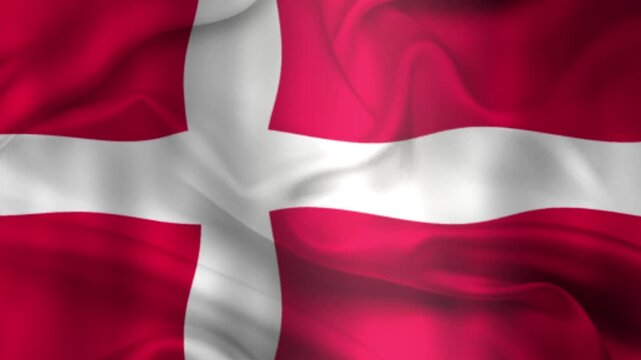 Flag of Denmark, Denmark 3D Animation flag waving in the wind. 4K Denmark Flag Animation waving with fabric texture.
