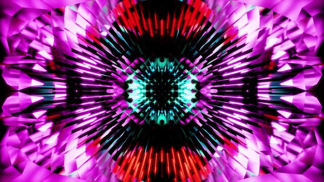 Multicolored cyber flower red with purple and cyan VJ loop equalizer