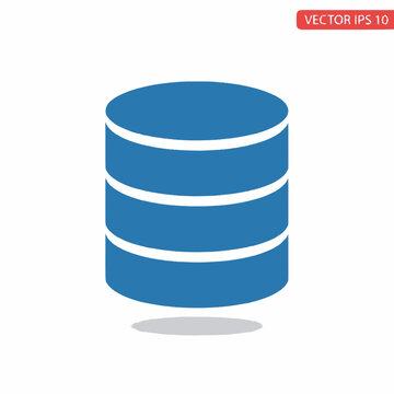 Blue Database Server Icon Vector - Data Storage and Information Technology Symbol