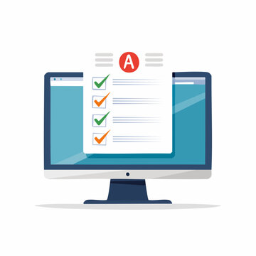 Computer Screen Displaying a Checklist with Grade A