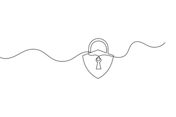Obraz premium Lock icon created with single line minimalist art style design