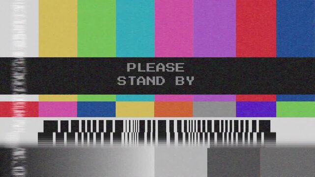 Vintage Analog Signal Interruption Classic Broadcast Television Test Card with Please Stand By Text