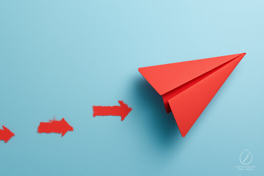 Red paper plane sails away from the red risk danger for risk assessment and analysis concept