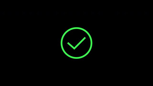 Green Checkmark Circle Pop In Animation Alpha Channel 4K