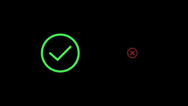 Yes No Icons Checkmark and Cross Pop In Animation Alpha Channel 4K