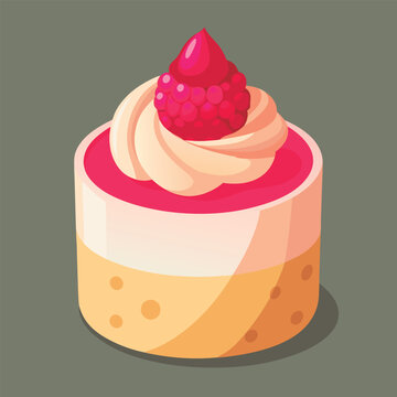 Vector illustration of a Cute raspberry dessert delight.