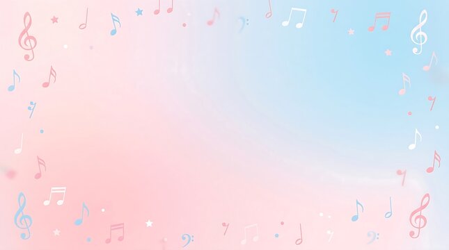Pastel music notes on soft gradient background for music and education themes