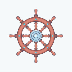 Obraz premium Wooden Ship's Wheel Illustration