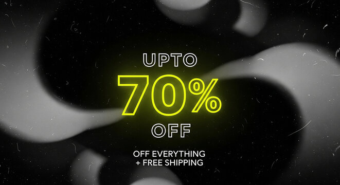 Upto 70% off on everything with free shipping neon sign online store limited time flash sale big sale discount offer money saving price reduction