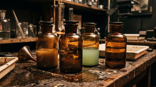 Wet Plate Collodion Chemistry Bottles and Silver Nitrate Solutions
