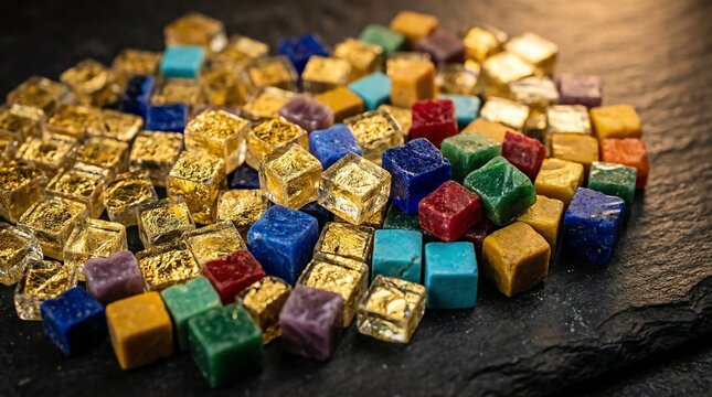 Handcut Gold Leaf Tesserae and Smalti Glass Pieces for Byzantine Mosaic