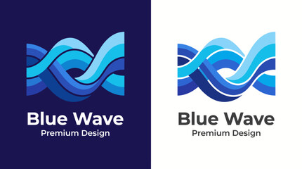 This logo features flowing waves in blue tones, representing creativity and movement for businesses focused on innovation and design in the wave of modern branding. © hui zhao
