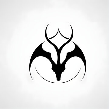 Symmetrical Black Abstract Emblem with Horns, Bold Monochrome Logo Design
角のある対称的な黒の抽象エンブレム、力強いモノクロロゴデザイン