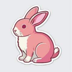 Obraz premium Cute Pink Cartoon Rabbit Sticker