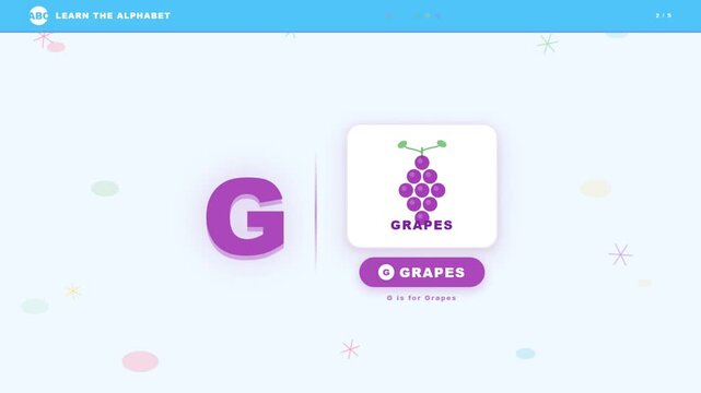 Cute Cartoon English Alphabet Learning Educational Slide for Kids on Clean Background
