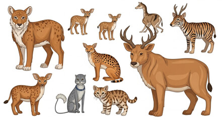 Collection of Various Wild Animals and Domesticated Felines. © Malik