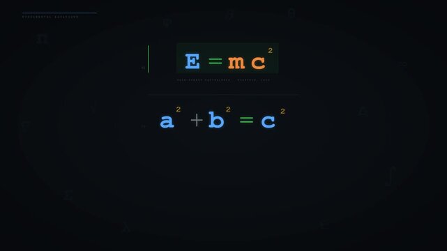 Fundamental Equations Physics Mass Energy Equivalence Pythagorean Theorem Newtons Second Law Diagram
