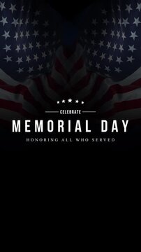 Memorial day background. Happy memorial day. Flag USA. Honoring all who served banner for memorial day. Perfect for vertical social network reels and stories