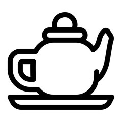 Obraz premium Tea Ceremony Pot Outline Icon, Teapot Asian, Traditional Kettle