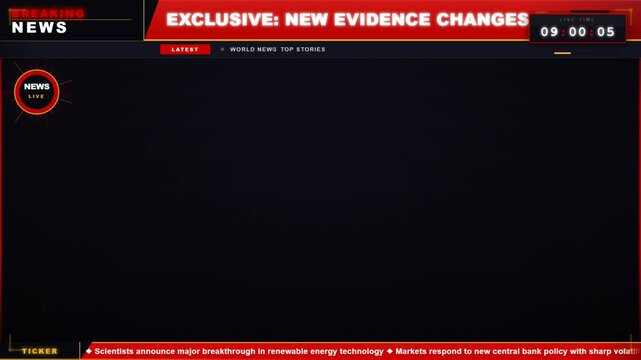 Breaking News World Markets Turmoil Live Television Broadcast Overlay Template with Ticker Banner