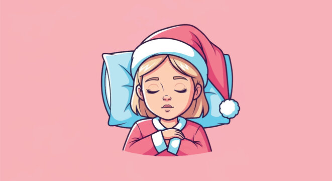 Illustration of a young girl sleeping peacefully in bed.