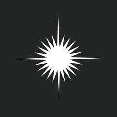 Fototapeta premium Marshall Islands Star Symbol Vector - 24 Pointed White Star National Flag Emblem Isolated on a Dark Gray Background