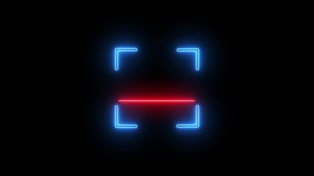 scanner icon animation isolated scanner neon shine icon animation .fingerprint biometric scanning animation. Biometric scanning animation showing neon fingerprint -4k black background icon animation