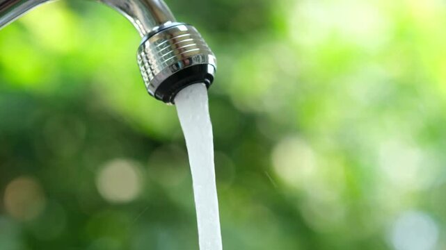 Water Drop from Faucet in 4K Ultra HD Video Slow Dripping Tap Close Up Clean Drinking Water Concept Plumbing Leak Liquid Droplet Falling Splash Macro Detail Fresh Resource Conservation Hygiene Kitchen