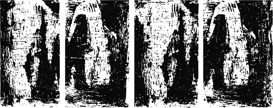 abstract black and white grunge texture set distressed rough surfaces with high contrast noise patterns for design backgrounds