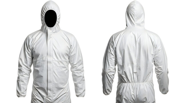 White protective coverall suit isolated on white background