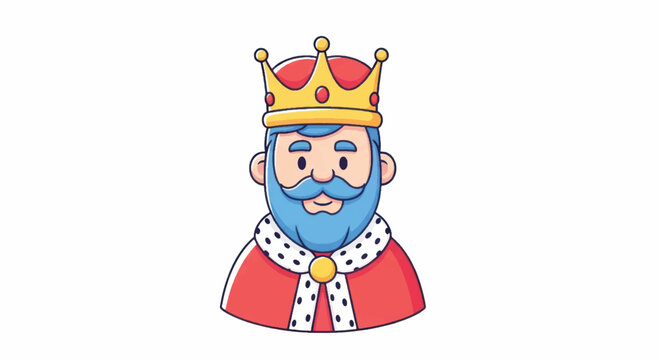 Cartoon King Character Wearing a Crown and Royal Robes.