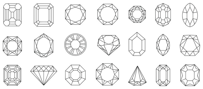 Elegant Gemstone Collection: A dazzling display of precision-cut gemstones. jewel design, diamond shapes, luxurious style, gem fashion, jewel pattern.
