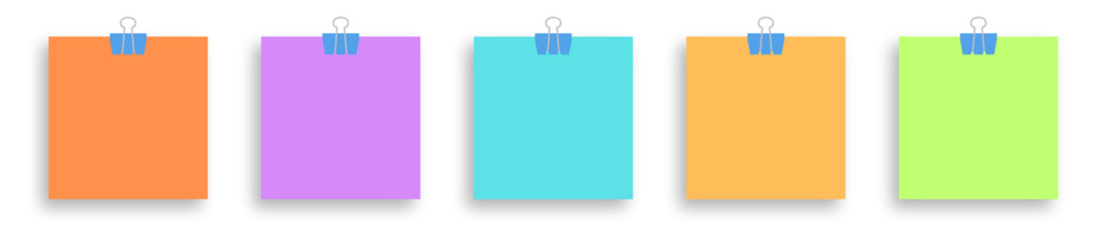 Colorful Sticky Note Set. Square Memo Paper Collection. Office Reminder Notes. Pastel Stationery Illustration