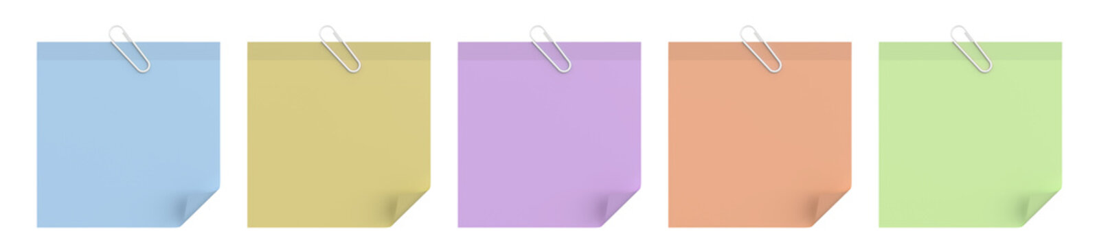 Pastel Sticky Note Set. Folded Corner Memo Papers. Colorful Reminder Note Collection. Office Stationery Illustration