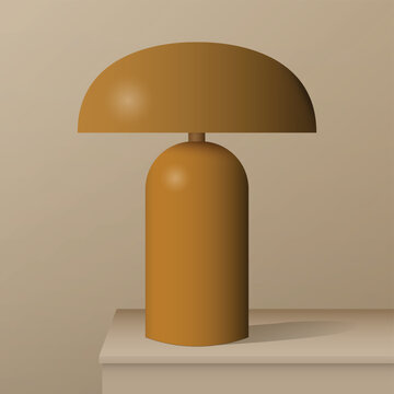 bedside table lamp, Mushroom lamp on a minimal background 3d vectorization