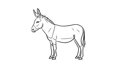 Fototapeta premium A detailed line drawing of a donkey standing in profile showcasing its distinctive features and form