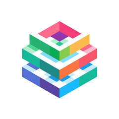 Fototapeta premium Colorful Geometric Layers Stacked Abstract Design