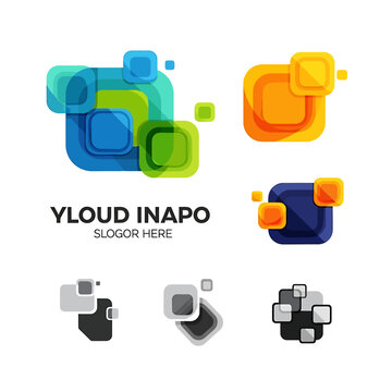 Colorful geometric shapes logo icons.