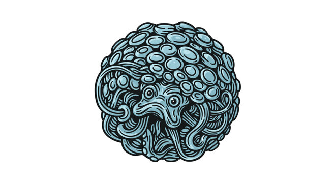 Vector Pinocut Mysterious creature with tentacle looks.