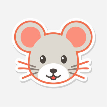 Cute cartoon mouse face sticker