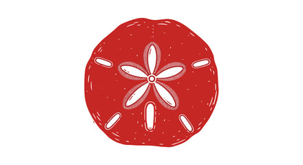 Fototapeta premium Vector Pinocut A vivid depiction of a unique, red sand dollar, rendered in a simple yet captivating style.