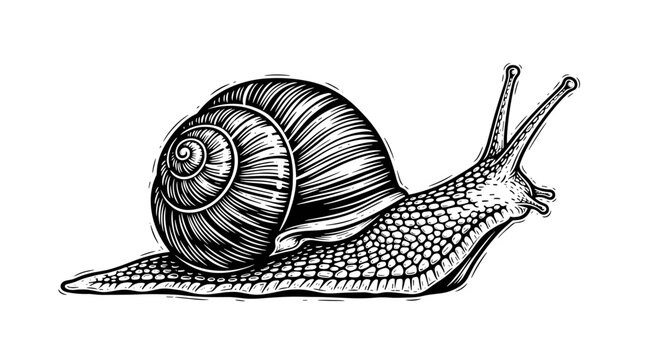 Vector Pinocut A detailed illustration of a snail with its shell.
