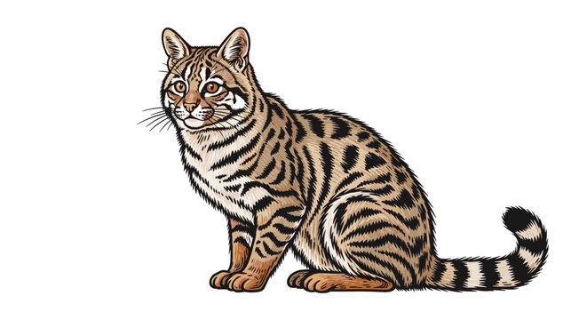 Vector Pinocut A captivating illustration of a margay, a beautiful wild cat.