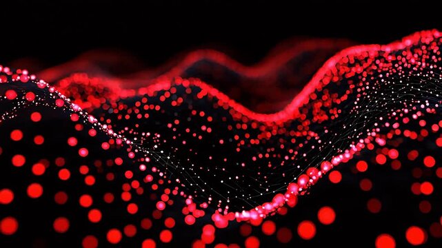Red glowing dots forming wave pattern