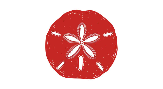 Vector Pinocut A vivid depiction of a unique, red sand dollar, rendered in a simple yet captivating style.