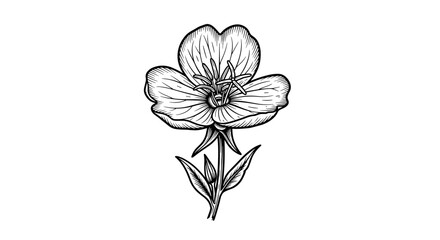 Obraz premium Vector Pinocut A detailed monochrome illustration of a delicate flower with detailed petals and stem.
