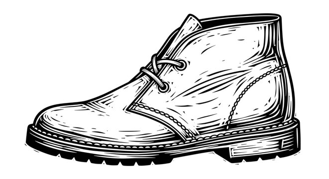 Vector Pinocut A detailed drawing of a chukka boot.