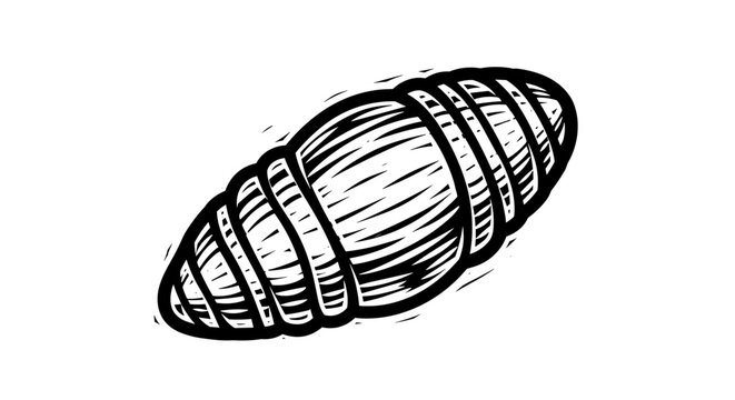 Vector Pinocut A close-up black and white illustration of a cocoon