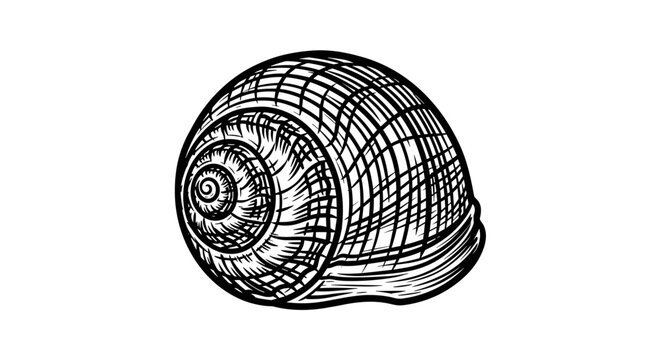 Vector Pinocut Elegant and detailed line art illustration of a snail shell.